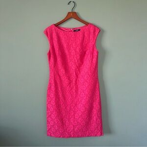 Chaps womens pink lace overlay sleeveless high neck back zip lined dress 10